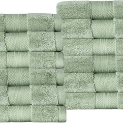 Washcloth Set Turkish Cotton 12-Piece Face Hand Towel for Bathroom & Kitchen