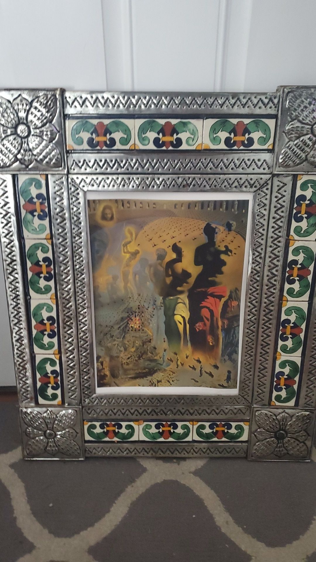 Salvador Dali print in decorative metal frame