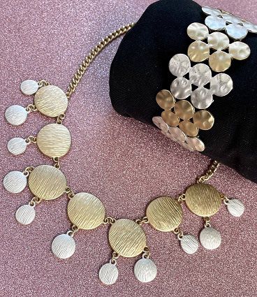 Gold-Silver Necklace Bracelet Set