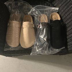 2 Cloggs, taupe 7 mens, and black mens 10