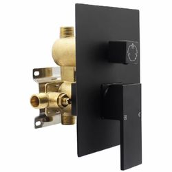 Matte Black Concealed 3 Way Outlet Function Shower Diverter Valve Brass Flow Control Mixer Mixing Rough-In Shower Valve Kit