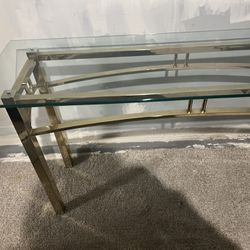 Gold table with glass topper