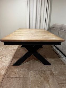 Rustic Wood Dining Table with X-Base