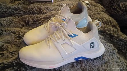 Foot Joy StratoFoam Power Stabalizer Golf Cleats Shoes MEN'S SIZE 10.5 (model #51118) White\Blue NEARLY NEW