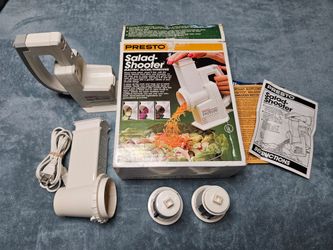 Presto Salad Shooter comes with its original box and instructions.