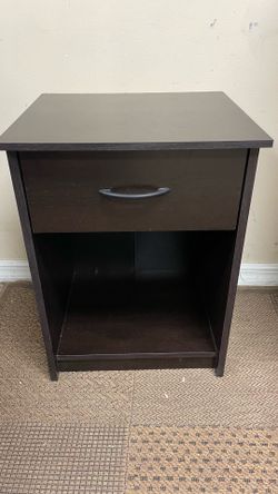 1 Bed Nightstand Table with Drawer, 24” H 17.5” W x 16 D. Expresso Brown