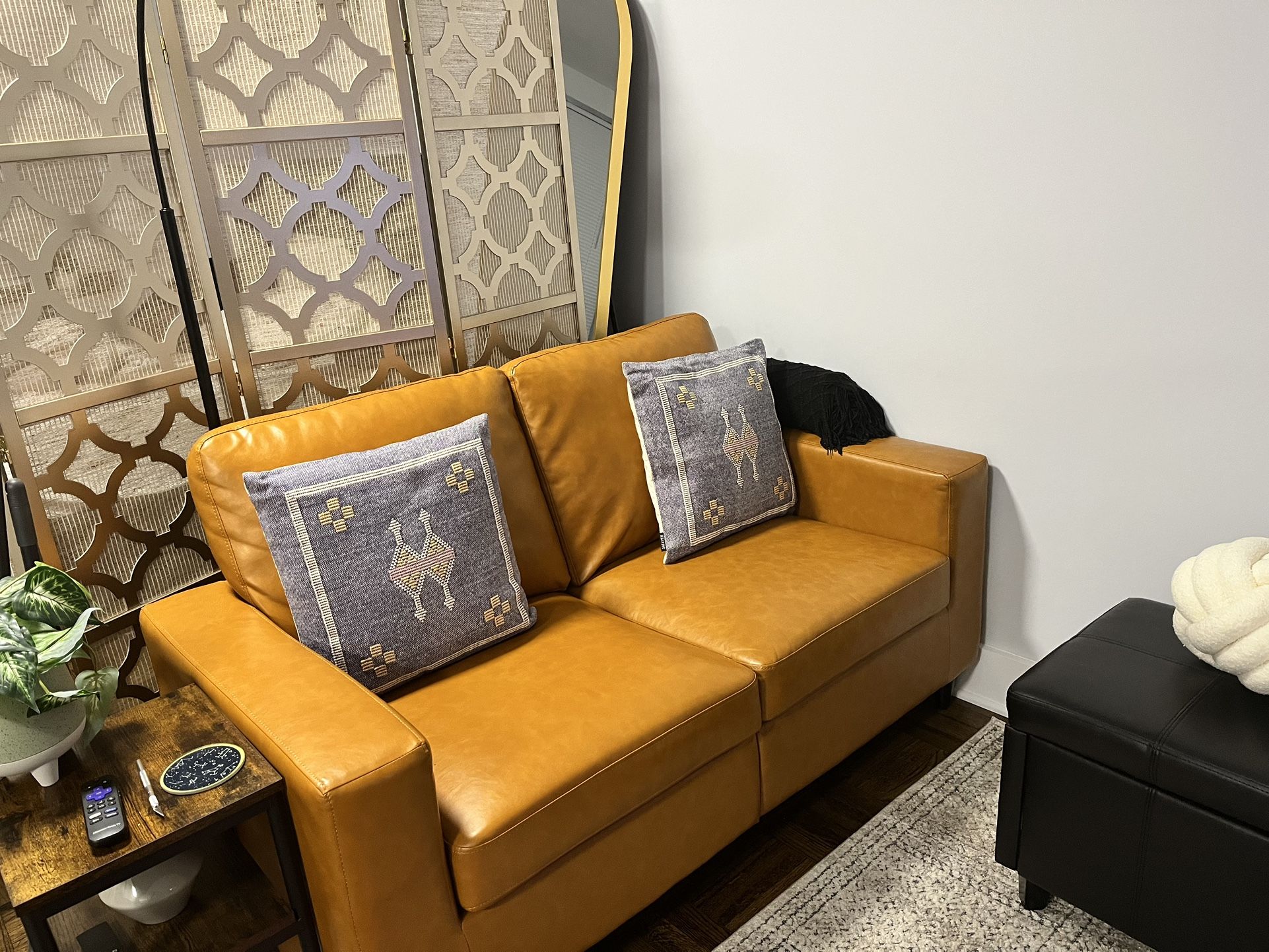 60” Modern Leather Loveseat