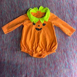  Newborn girls Halloween pumpkin long sleeve onesie