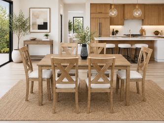 Wooden Dining Table Set with 6 Chairs