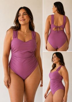 B2PRITY Purple One Piece Swimsuit Size L – New