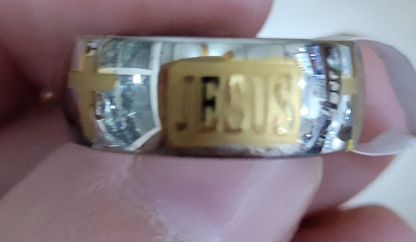Religious Engrave JESUS Wedding Band Stainless steel Cross Rings size 6 & 7 available