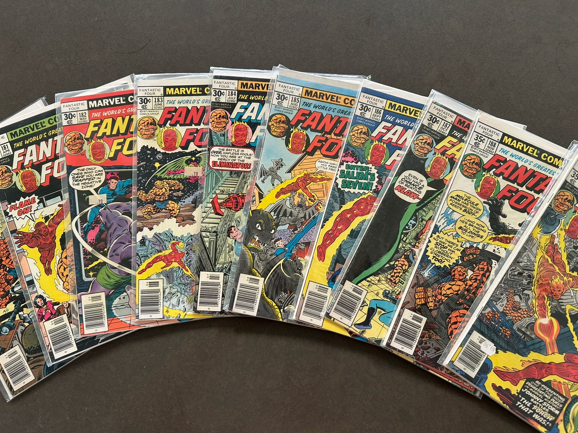 10 Issue Lot 1970’s Fantastic Four 180-189 VF To NM Agatha Harkness Franklin Richards