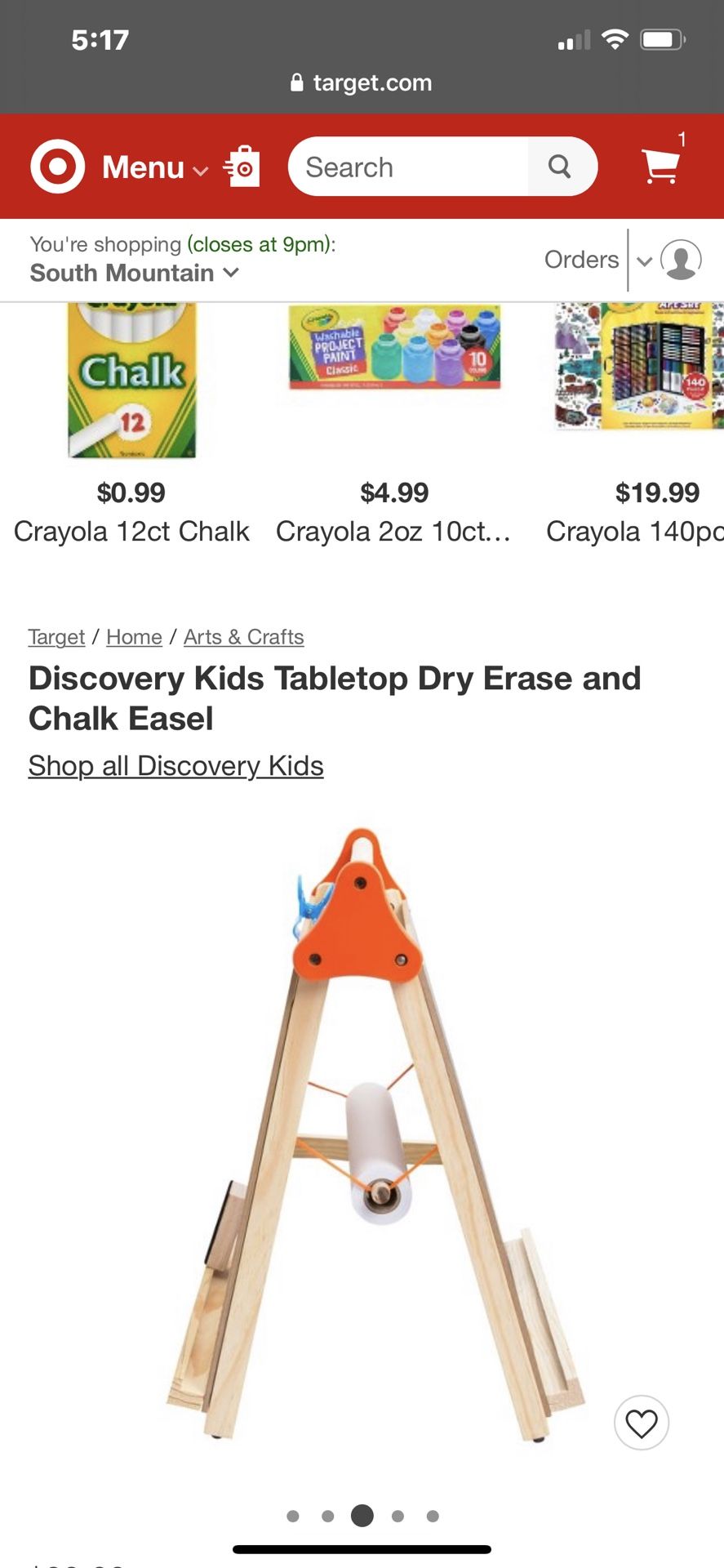 Discovery kids tabletop easel black n whiteboard