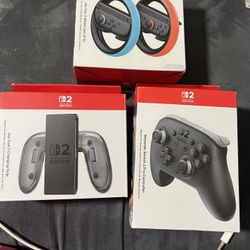 Nintendo Switch 2 Accessory Bundle! Pro Controller; Joy Con 2 Wheel; Joy Con 2 Charging Grip