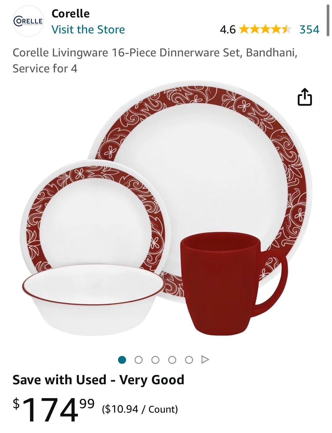 Discontinued Corelle 16 piece Dinnerware Set Bandhalini