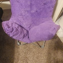 Plush Butterfly Chair – Purple Faux Fur – Foldable