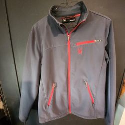 Spyder Lightweight Winter Jacket Charcoal Grey w/ Red Trim