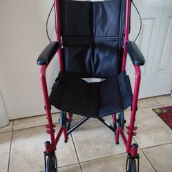 MoniCare Folding Transport Chair without Footrest, Reclining Backrest, Adult (Up To 180lbs). Used