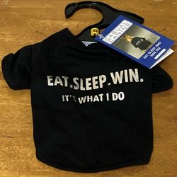 CASUAL CANINE Black Humor Tee "EAT SLEEP WIN. IT'S WHAT I DO" Dog Pet sz X-Small