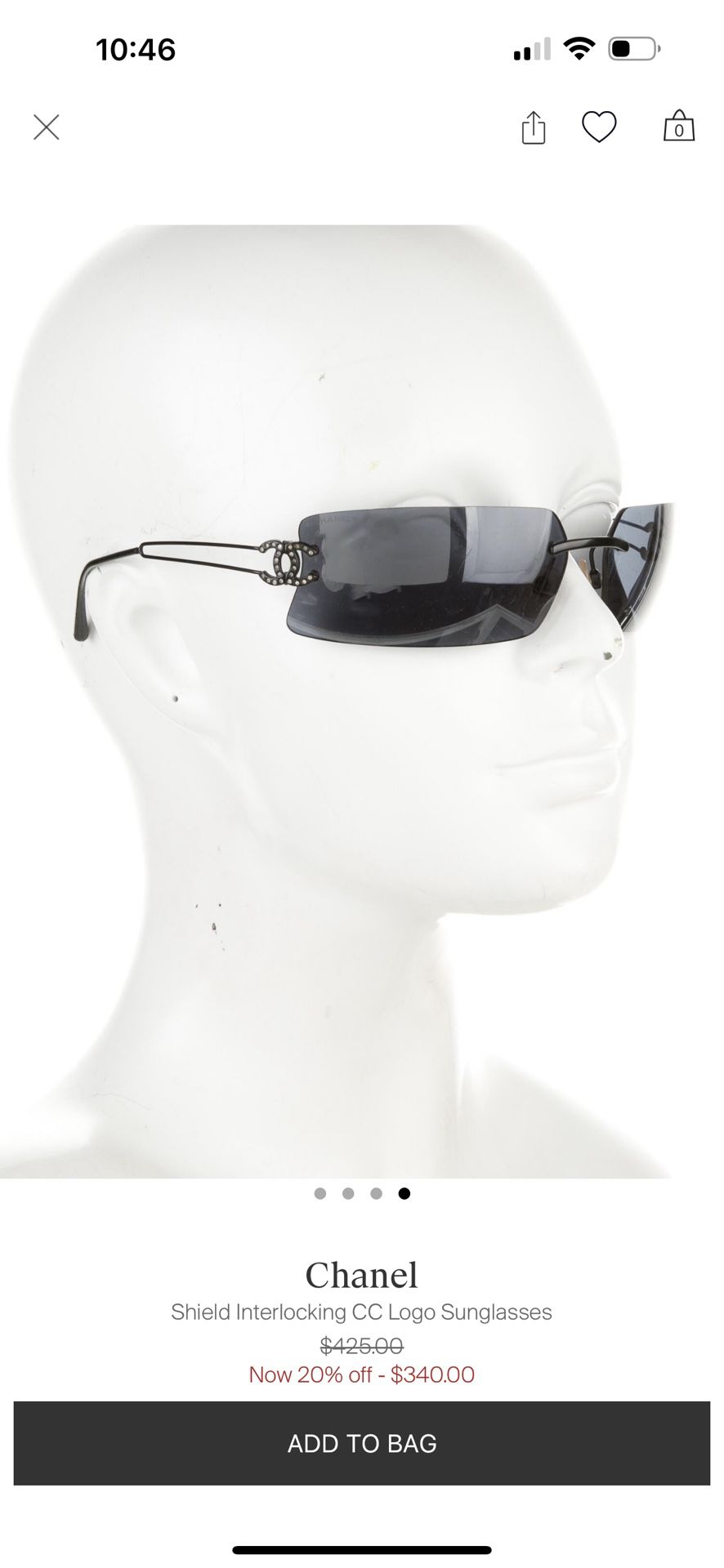 Chanel Black, Pattern Print Interlocking CC Logo Shield Sunglasses
