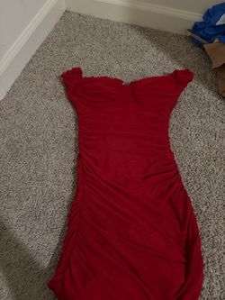 Red Ruched Off-Shoulder Bodycon Dress