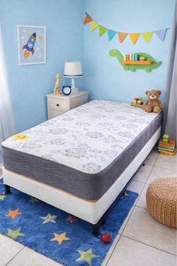 New twin mattress and box spring 2 pc bed frame is not included