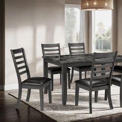 6 CHAIRS & MARBLE TABLE $499