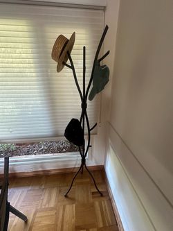 Black Freestanding Hat and Coat Rack Tree