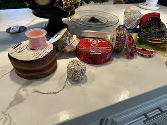 Numerous Spools Of Ribbon And Beads 