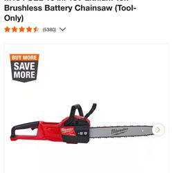 Milwaukee M18 FUEL 16 in. 18V Lithium-Ion Brushless Battery Chainsaw (Tool-Only)
