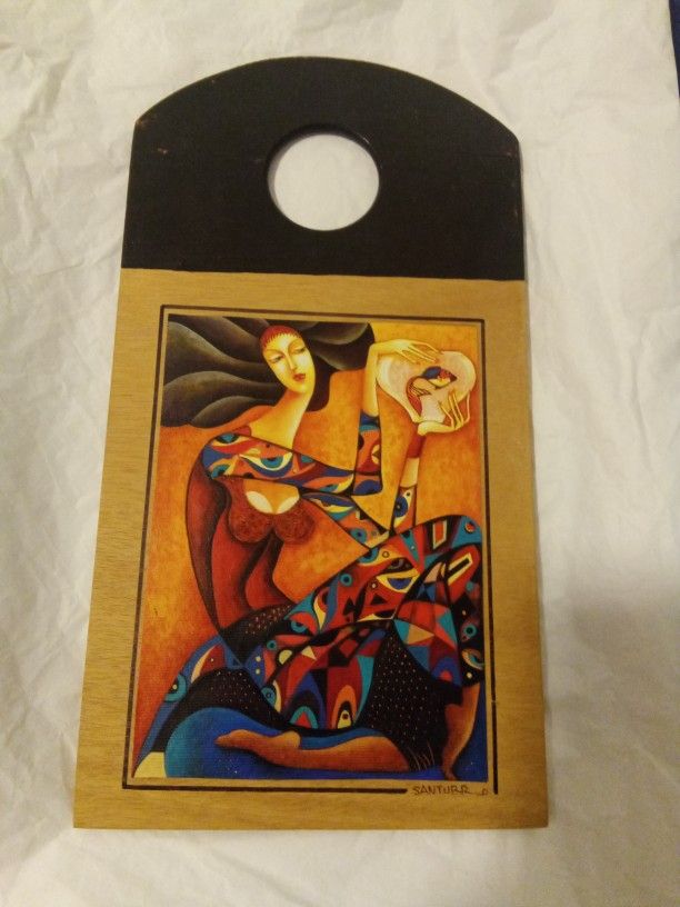 CONTEMPORARY  SANTURRO OIL ON WOOD PAINTING 