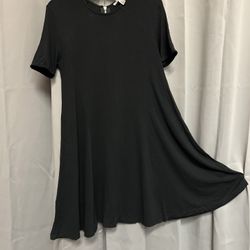 Black Short Sleeve A-Line Dress