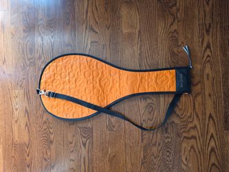 Henry Brown quilted orange tennis racket cover with black trim