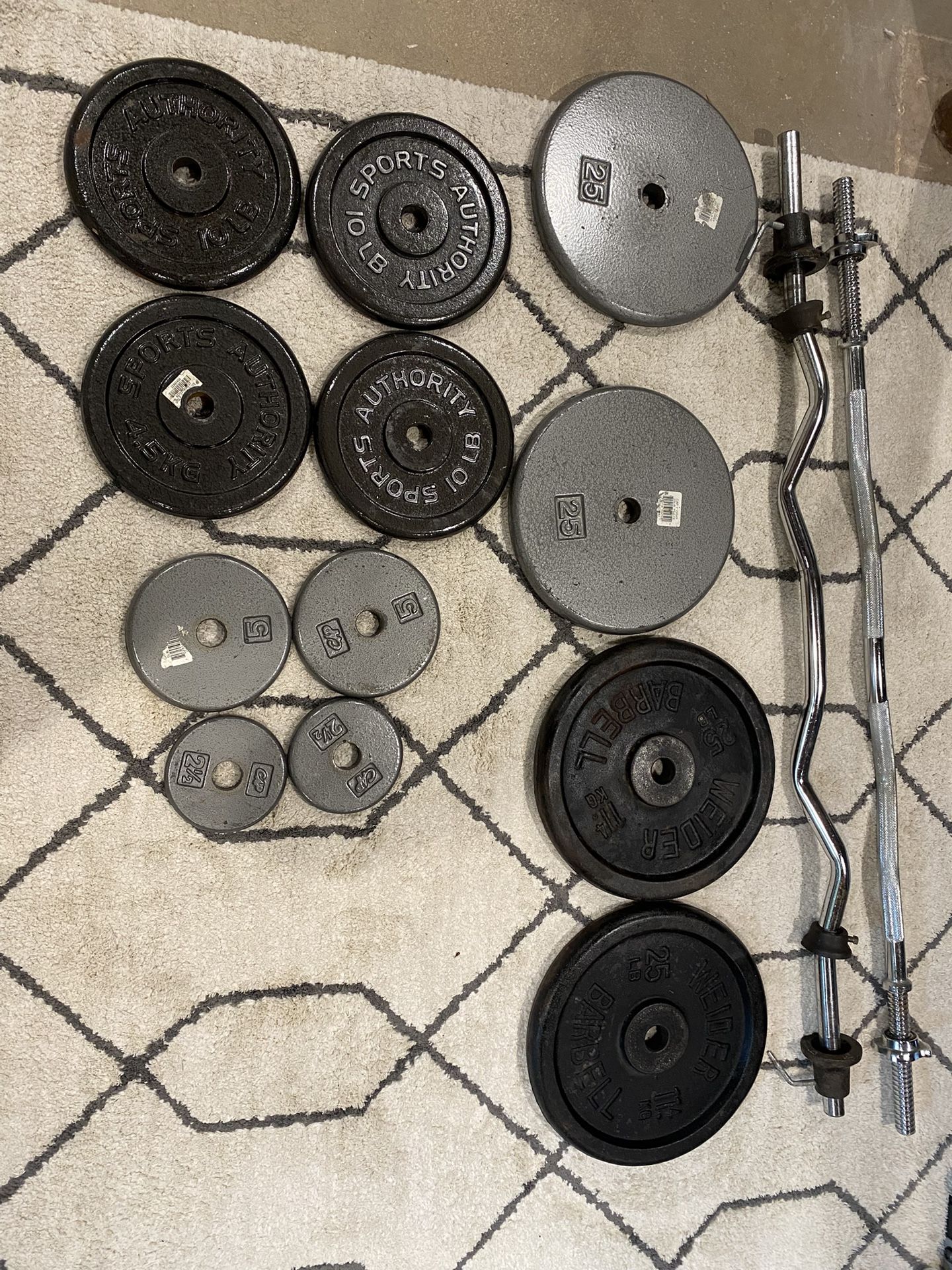 Standard Weight Set W/2 EZ Curl Bars