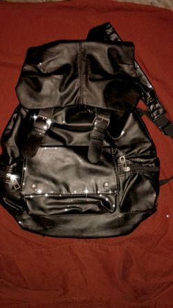 Vintage black leather back pack purse