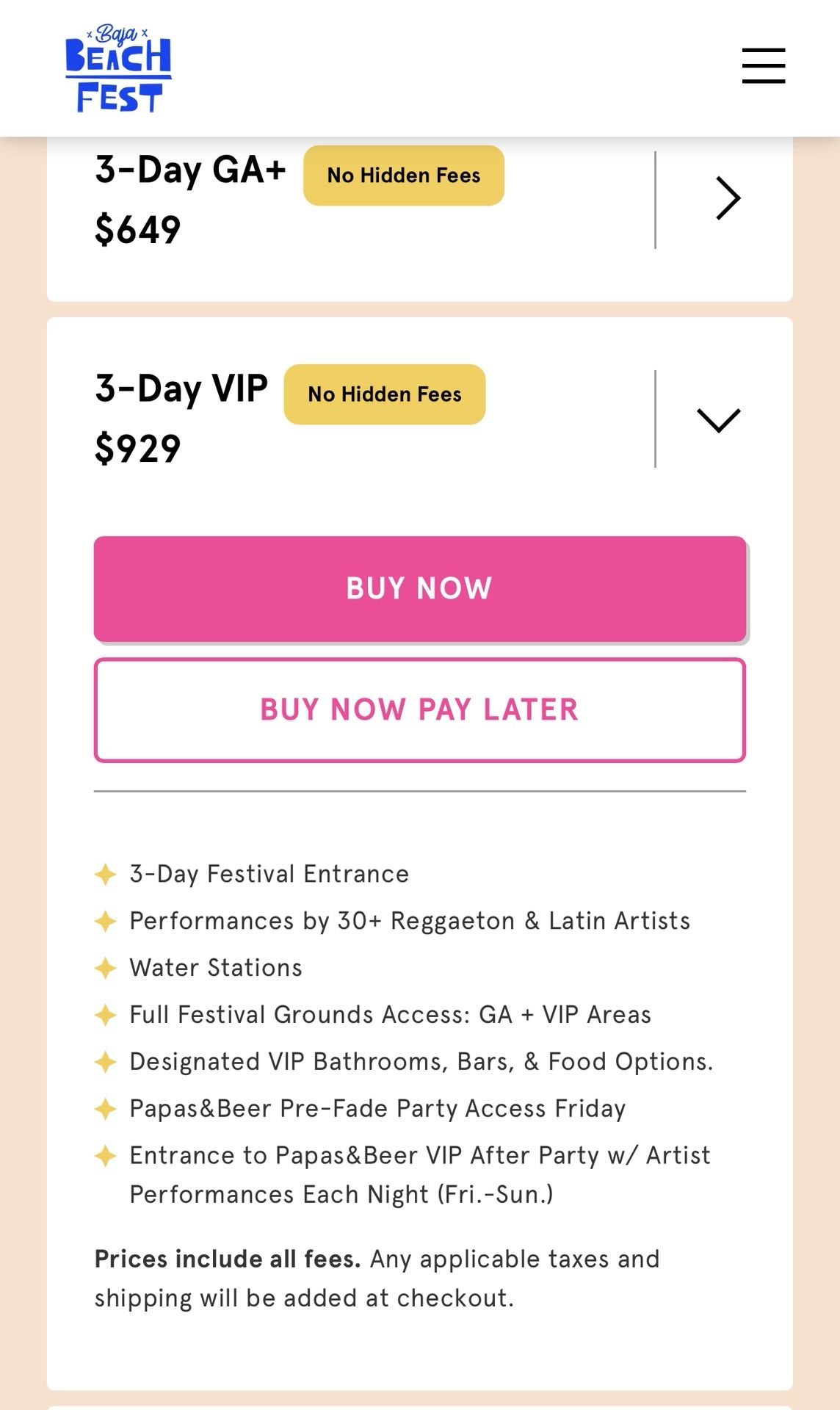 VIP baja Fest Ticket