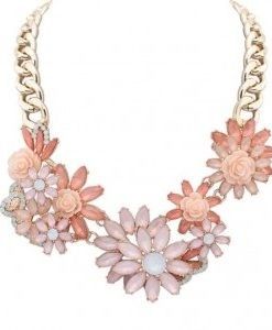Bold Statement Flower Gold Tone Thick Chain Necklace