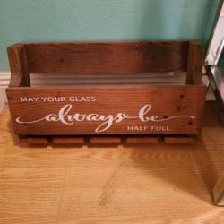 Wine WOODEN RACK..HOLD WINE BOTTLES AND GLASSES..LIKE NEW!