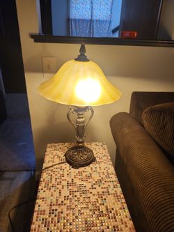 Set Of 2 Brasd And Marbal Lamps