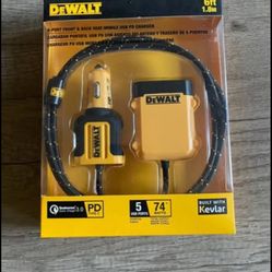 DeWalt 5-Port Front & Back Seat Mobile USB PD Charger, designed for charging multiple devices in 