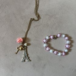 Paris New Necklace And Pink Bracelet