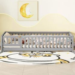 NEW Twin Grey size Floor Platform Bed