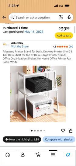 Two-Tier White Metal Frame Stand Printer