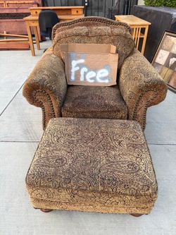 Upholstered chair with matching ottoman