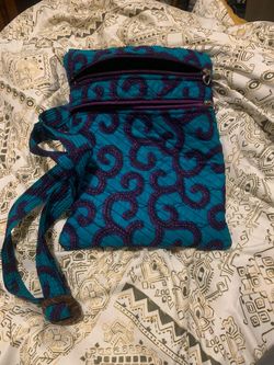 Quilted Crossbody Bag Teal Purple Pattern