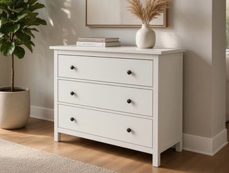 Delivery Available! White Modern Three Drawer Bedroom Storage Dresser Chest! Good condition! All drawers are clean and slide great! Retails $299.99 42