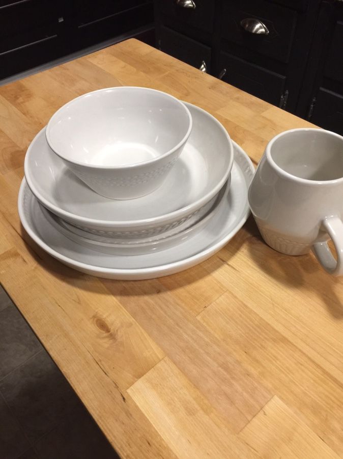 Crate & Barrel 5 piece dinnerware sets by Paige Russell