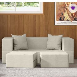 Boneless Sleeper Couch Convertible Sofa Bed - White / Ivory 