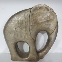 Large Hand Carved Wooden Golden Elephant