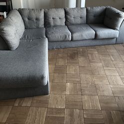  Natural Grey Fabric 109" 2 Piece L-Shaped Sectional with Pull out Bed 